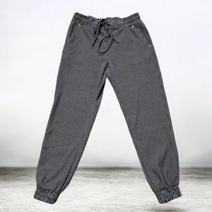 Elizabeth & Nicole Women’s Jogger Pants Black White Houndstooth Drawstring Sz M